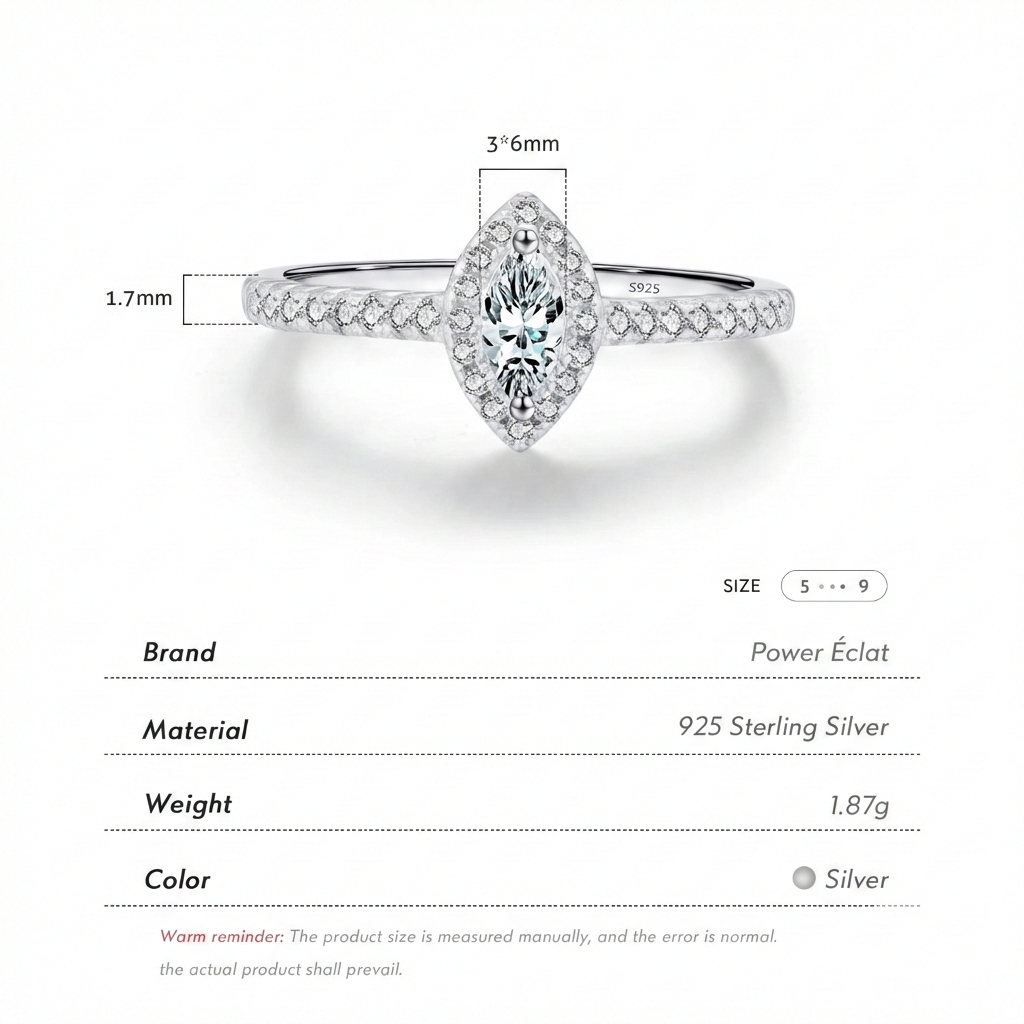 Marquise Cut Sterling Silver Ring