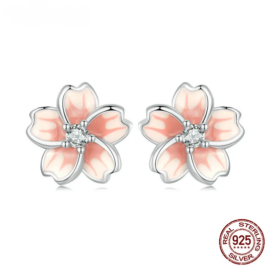 Pink Cherry Blossom Stud Earrings