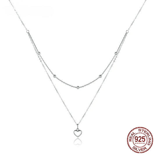 Double Heart Pendant Necklace