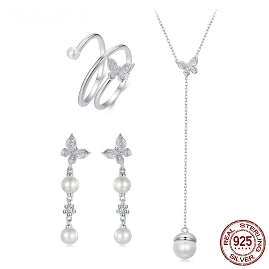 Butterfly Pearl Jewellery Set