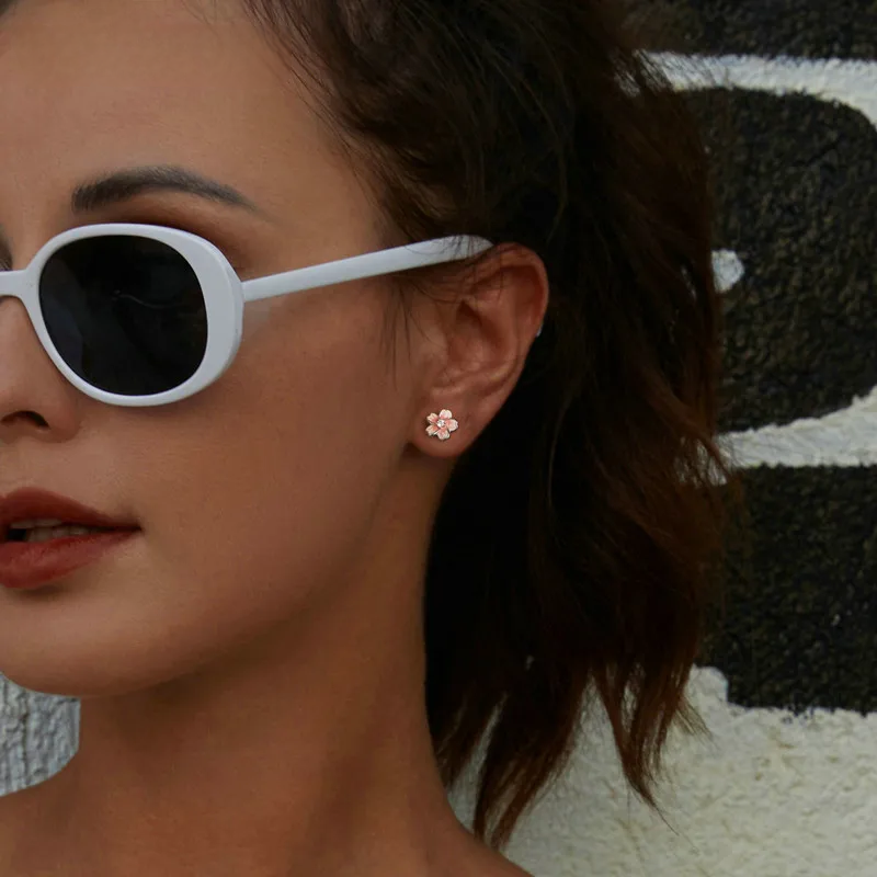 Pink Cherry Blossom Stud Earrings