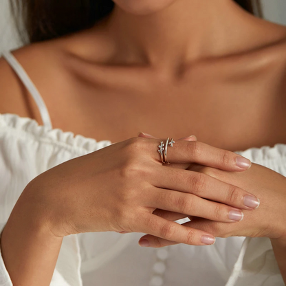 Layered Leaf Adjustable Ring