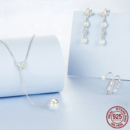 Butterfly Pearl Jewellery Set
