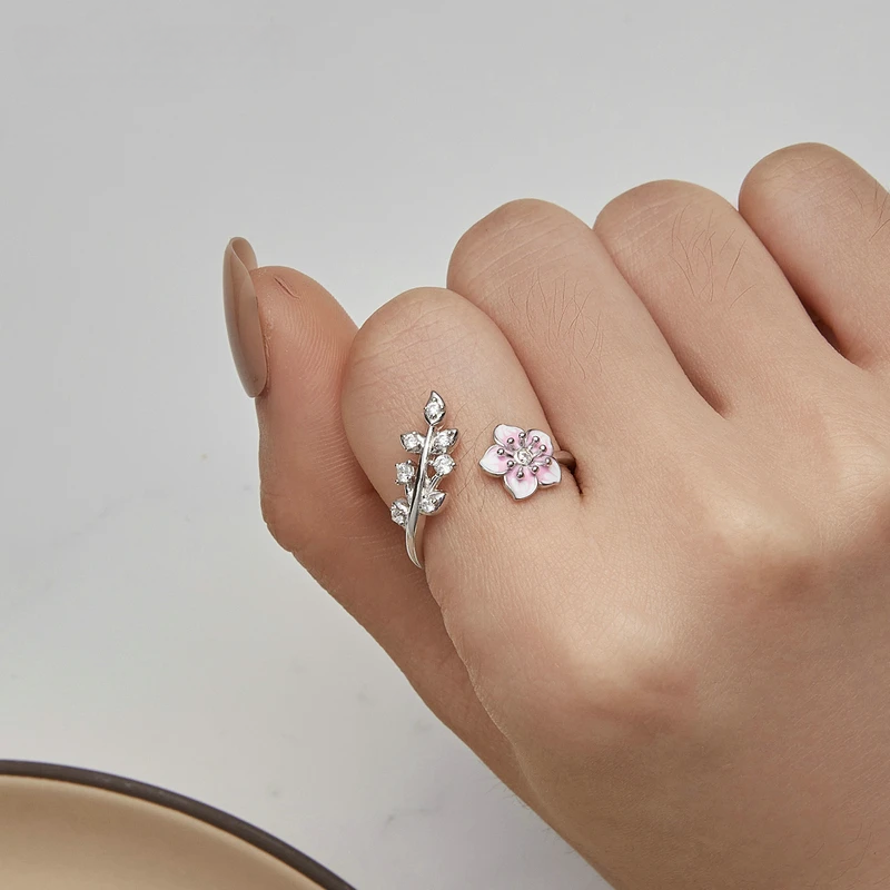 Pink Cherry Blossom Open Ring