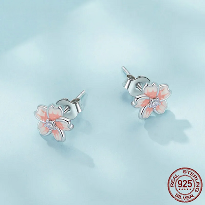 Pink Cherry Blossom Stud Earrings