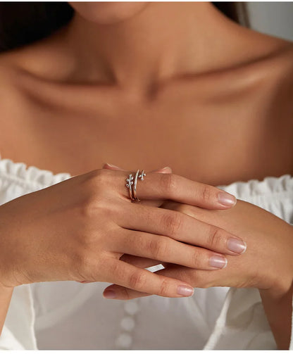 Layered Leaf Adjustable Ring