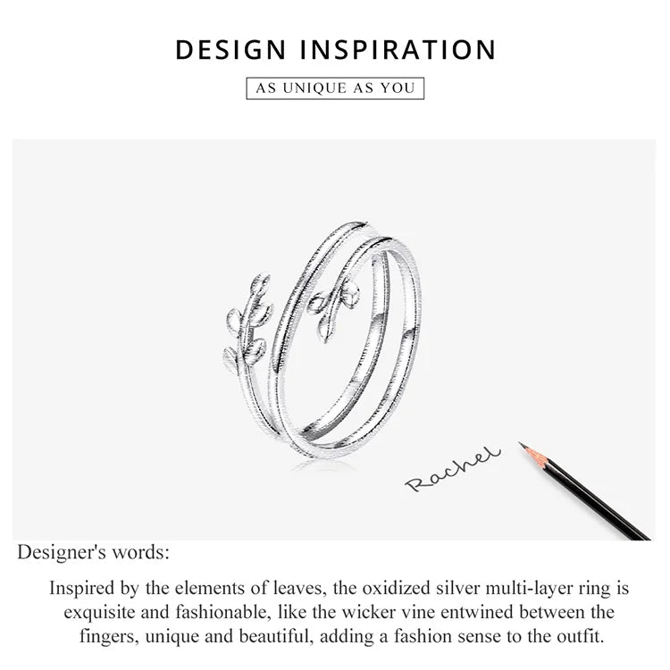 Layered Leaf Adjustable Ring