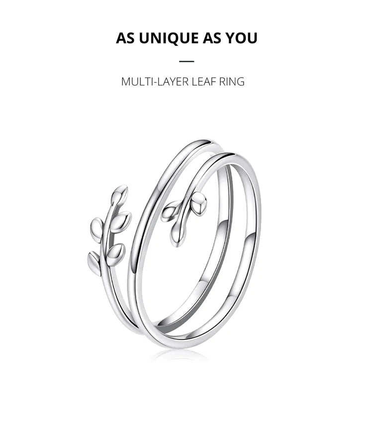 Layered Leaf Adjustable Ring