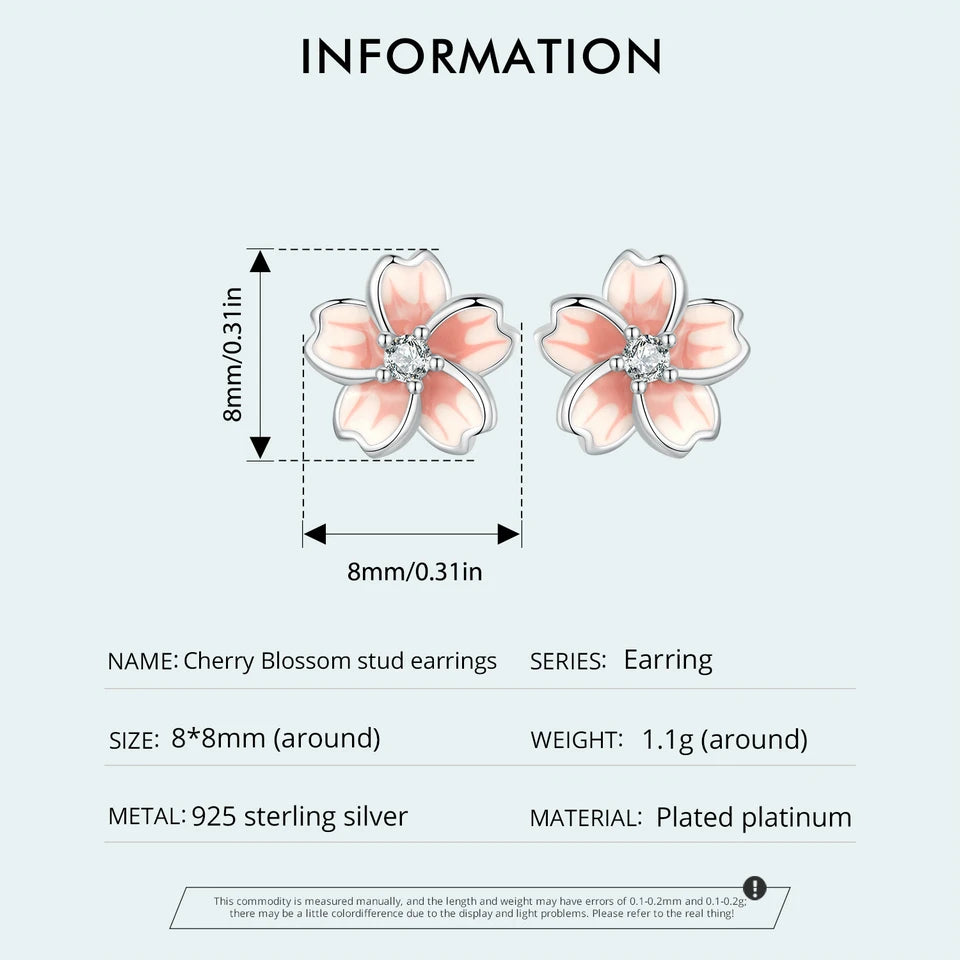 Pink Cherry Blossom Stud Earrings