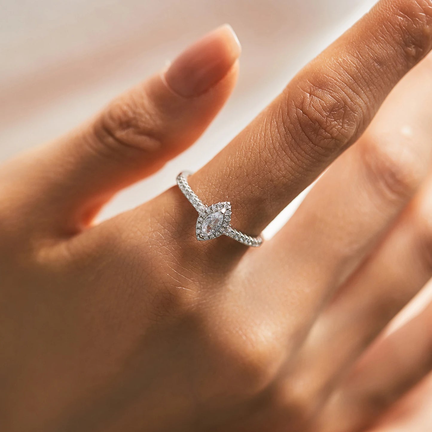Marquise Cut Sterling Silver Ring