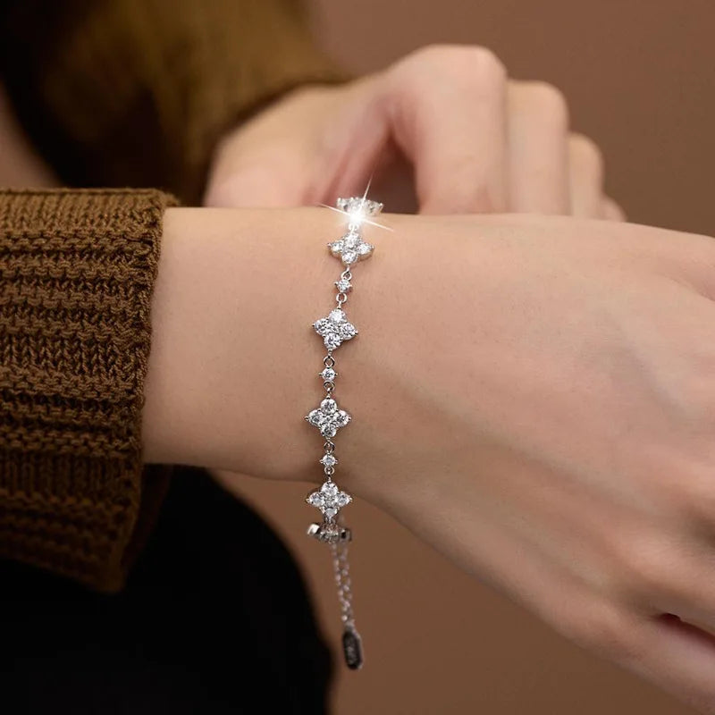 Moissanite Four Leaf Clover Bracelet