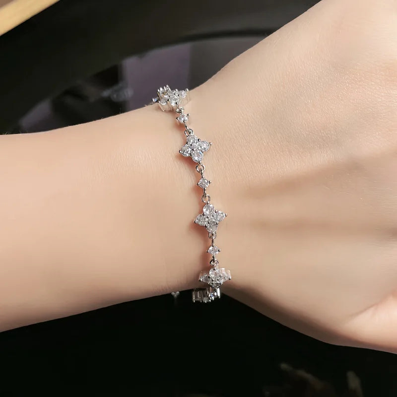 Moissanite Four Leaf Clover Bracelet