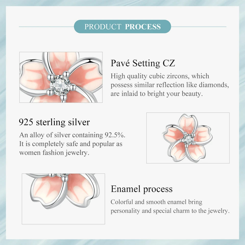 Pink Cherry Blossom Stud Earrings