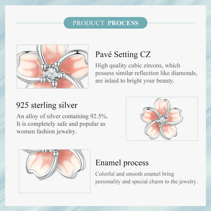 Pink Cherry Blossom Stud Earrings