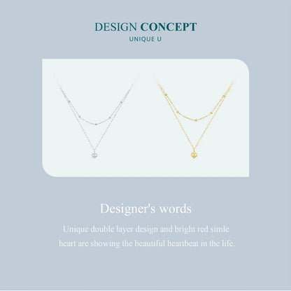 Double Heart Pendant Necklace