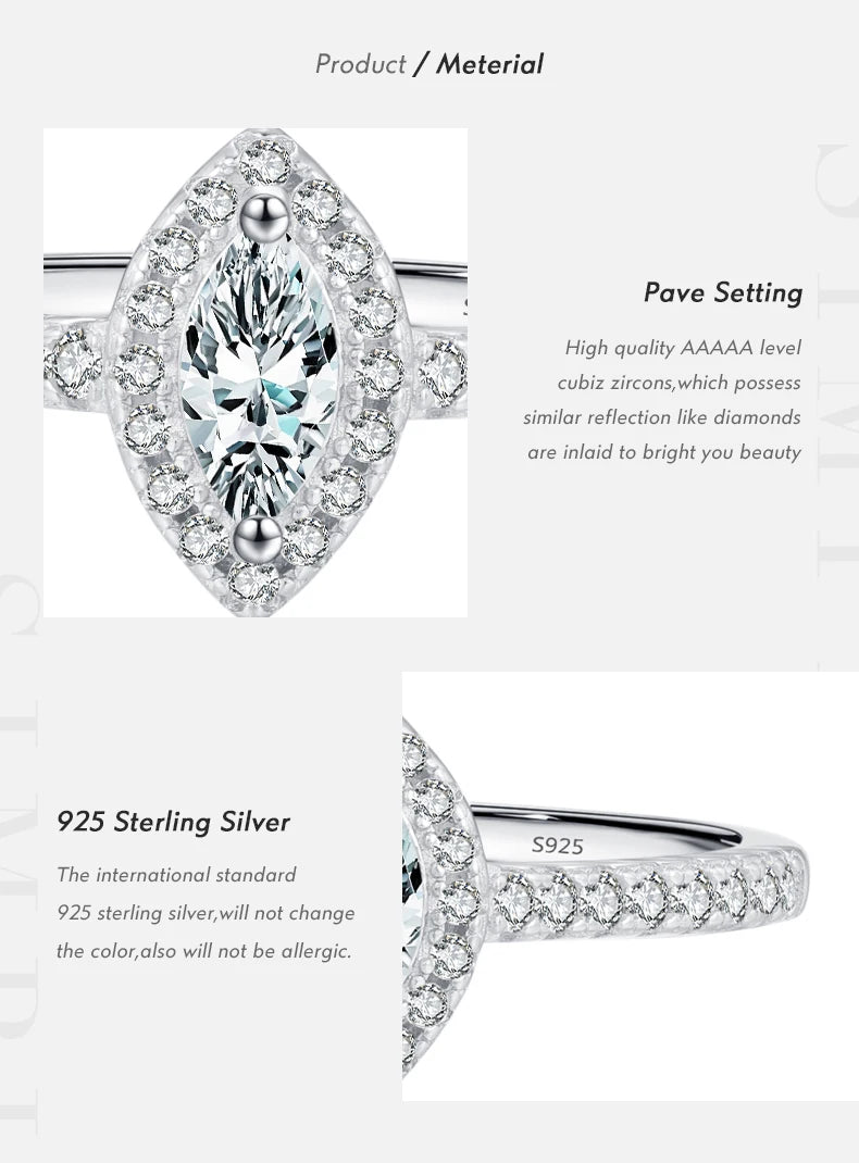 Marquise Cut Sterling Silver Ring