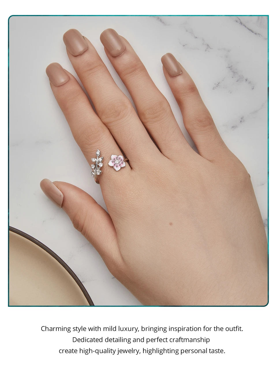 Pink Cherry Blossom Open Ring