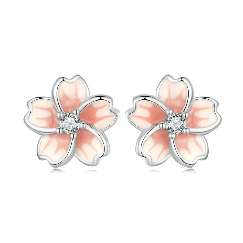 Pink Cherry Blossom Stud Earrings