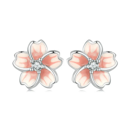 Pink Cherry Blossom Stud Earrings