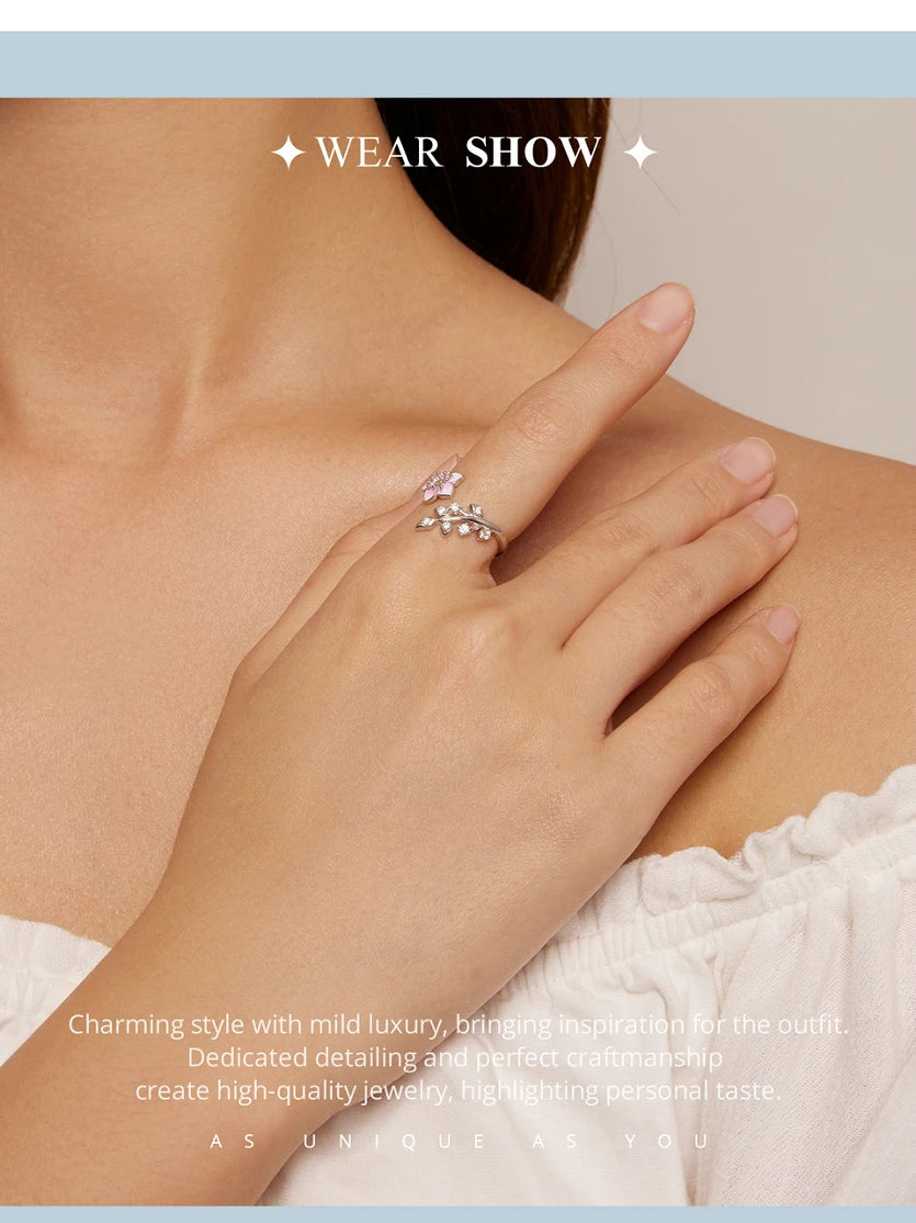 Pink Cherry Blossom Open Ring