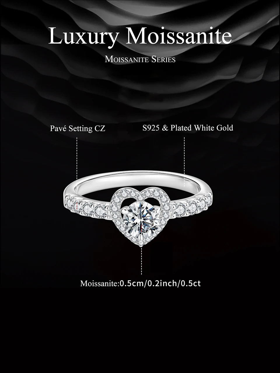 Moissanite Heart Eternity Ring