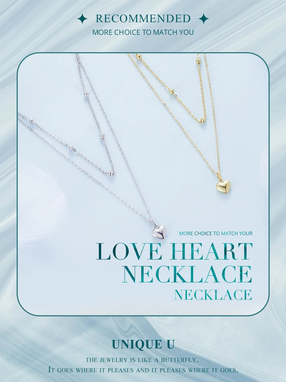 Double Heart Pendant Necklace