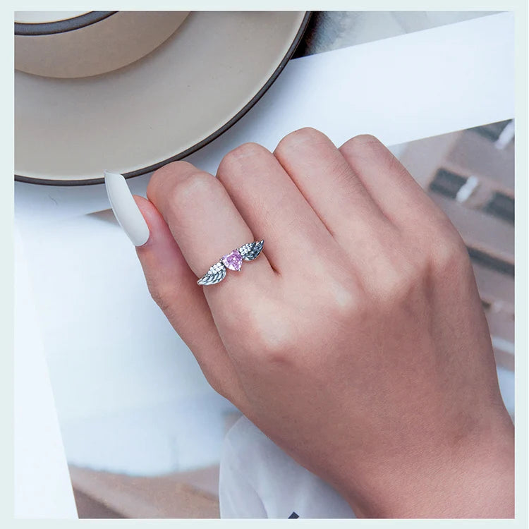 Angel Wing Heart Ring