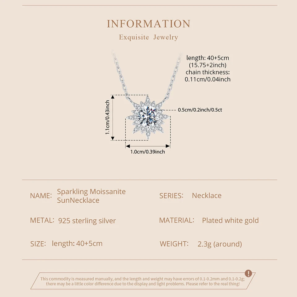 Radiant Sun Moissanite Pendant Necklace