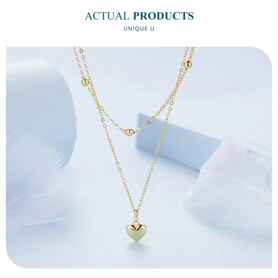 Double Heart Pendant Necklace