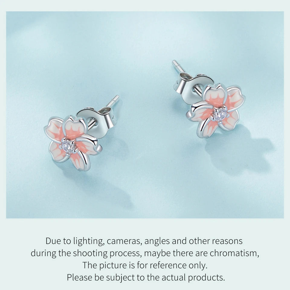 Pink Cherry Blossom Stud Earrings