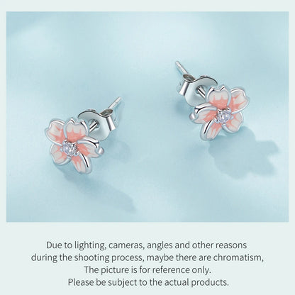 Pink Cherry Blossom Stud Earrings
