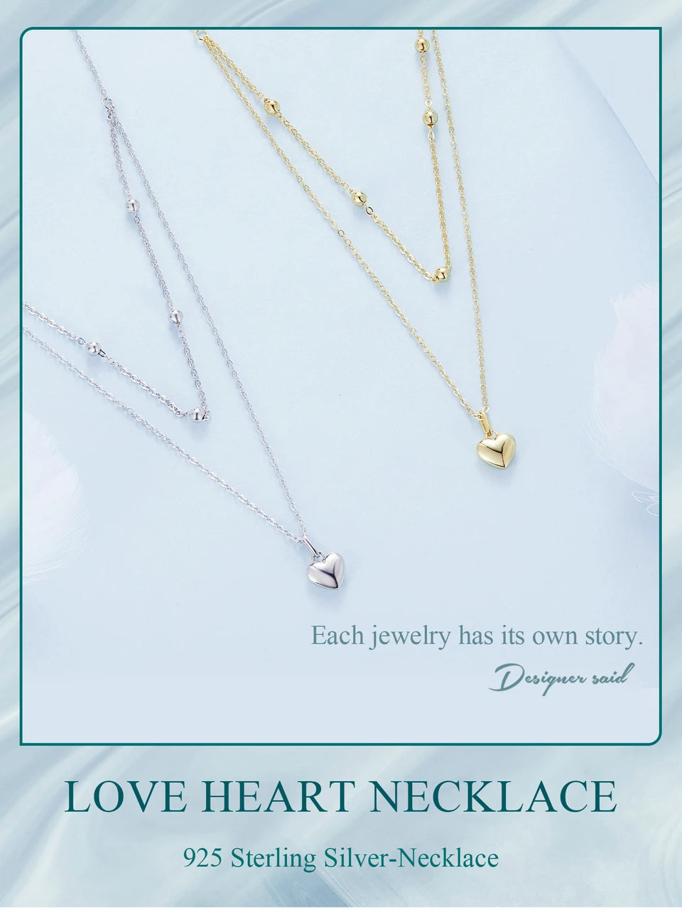 Double Heart Pendant Necklace