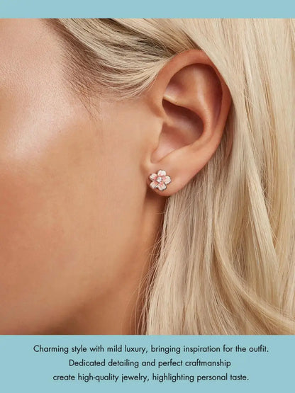 Pink Cherry Blossom Stud Earrings