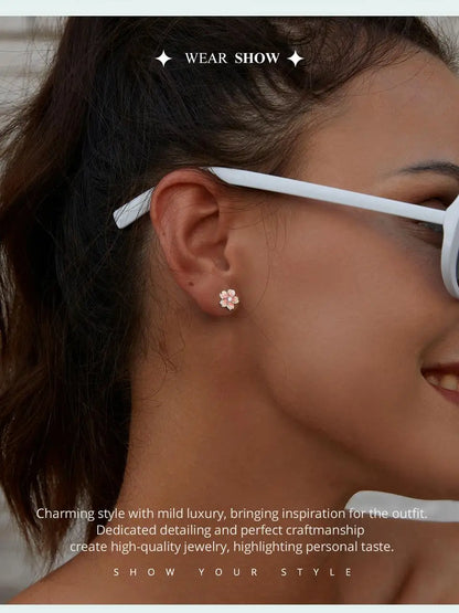 Pink Cherry Blossom Stud Earrings