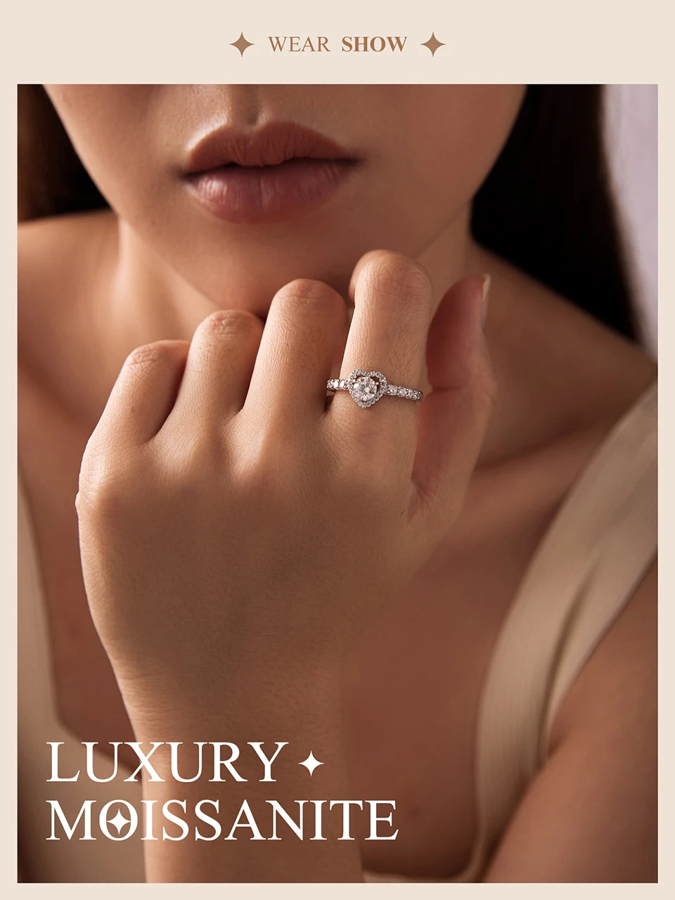 Moissanite Heart Eternity Ring