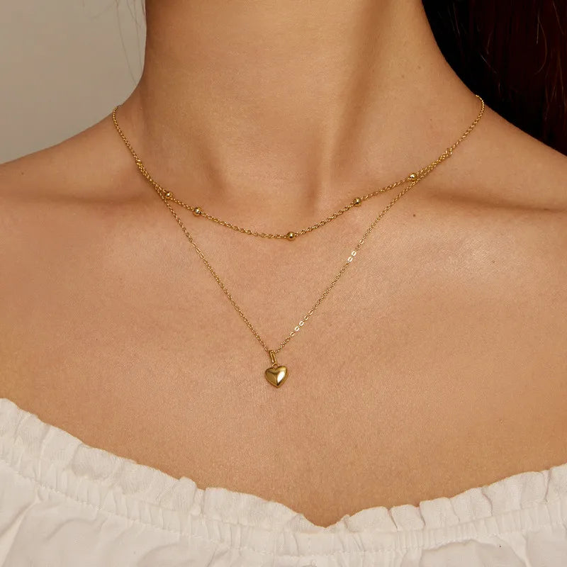 Double Heart Pendant Necklace