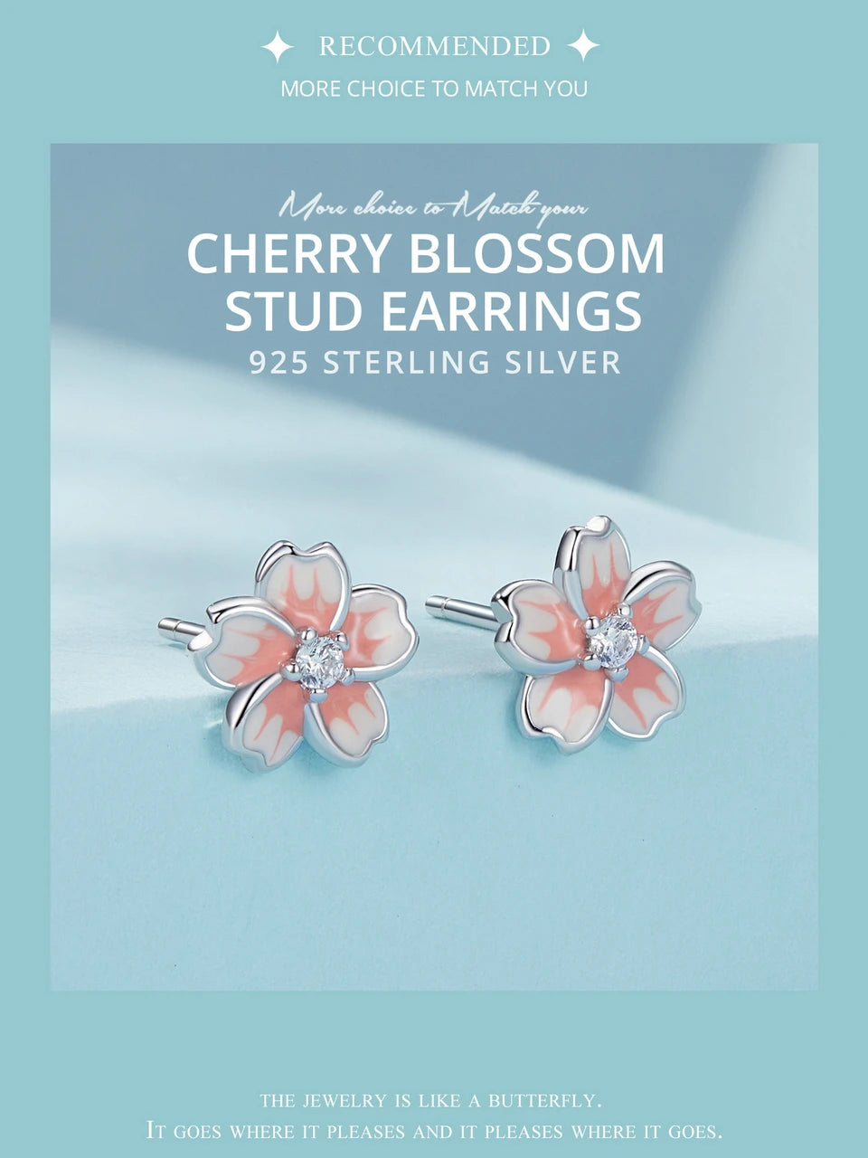 Pink Cherry Blossom Stud Earrings