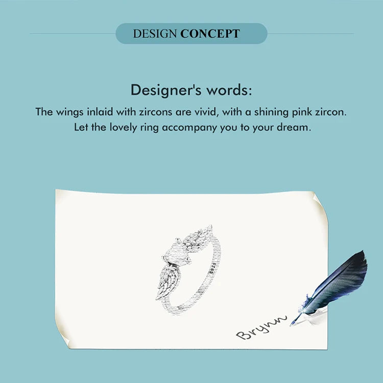 Angel Wing Heart Ring