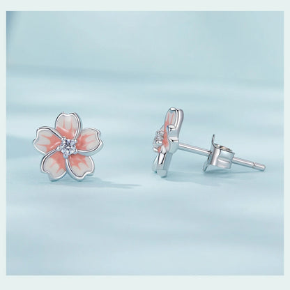 Pink Cherry Blossom Stud Earrings